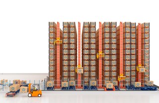 Kolmesuunalisi virnastuskraanasid saab kasutada kuni 15 m kõrguste riiulitega