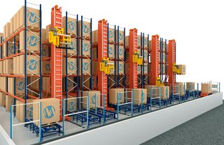 Kolmesuunalised virnastuskraanad sobivad ideaalselt madalas hoones asuvate riiulisüsteemide automatiseerimiseks