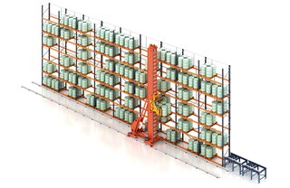 Kolmesuunalised virnastuskraanad töötavad traditsiooniliste ühe kaubaaluse sügavuste riiulitega
