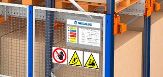 Turvapiktogrammid Pallet Shuttle laoriiulitel