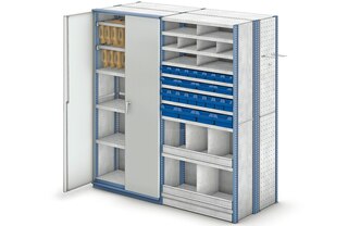 Väikekaubariiulitele on laias valikus lisatarvikuid: uksi, eraldajaid, korve jne